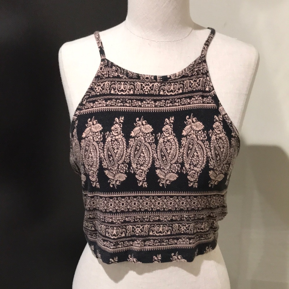 Print halter crop top